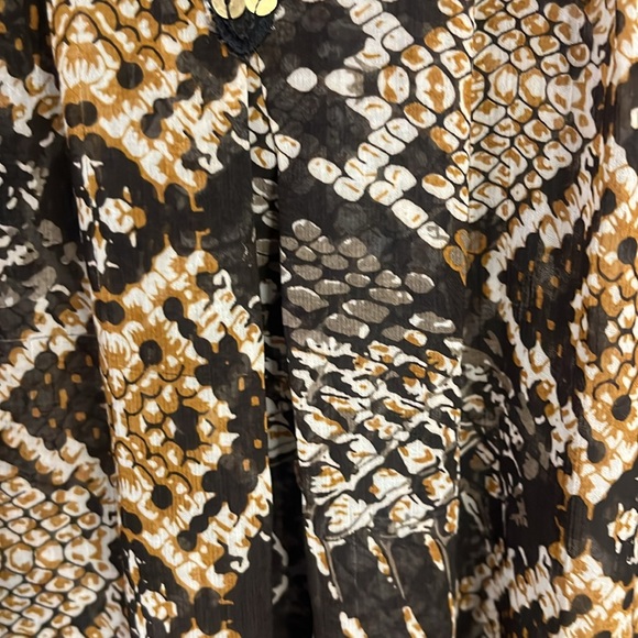 Sheer Boho beaded tank top Size Medium Snakeskin Browns Harlow Zee Tunic - Picture 5 of 9